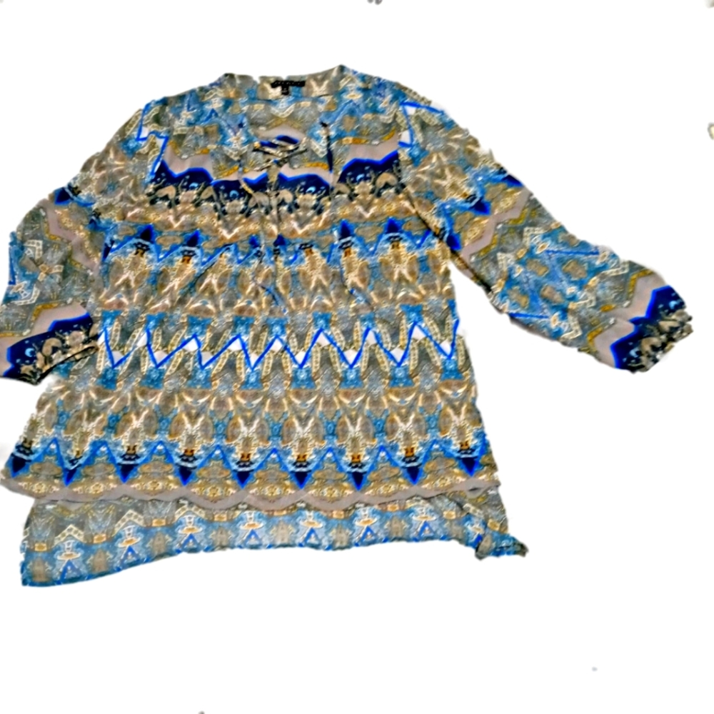 Plus Size Sheer Boho Blouse Top Paisley 2XL